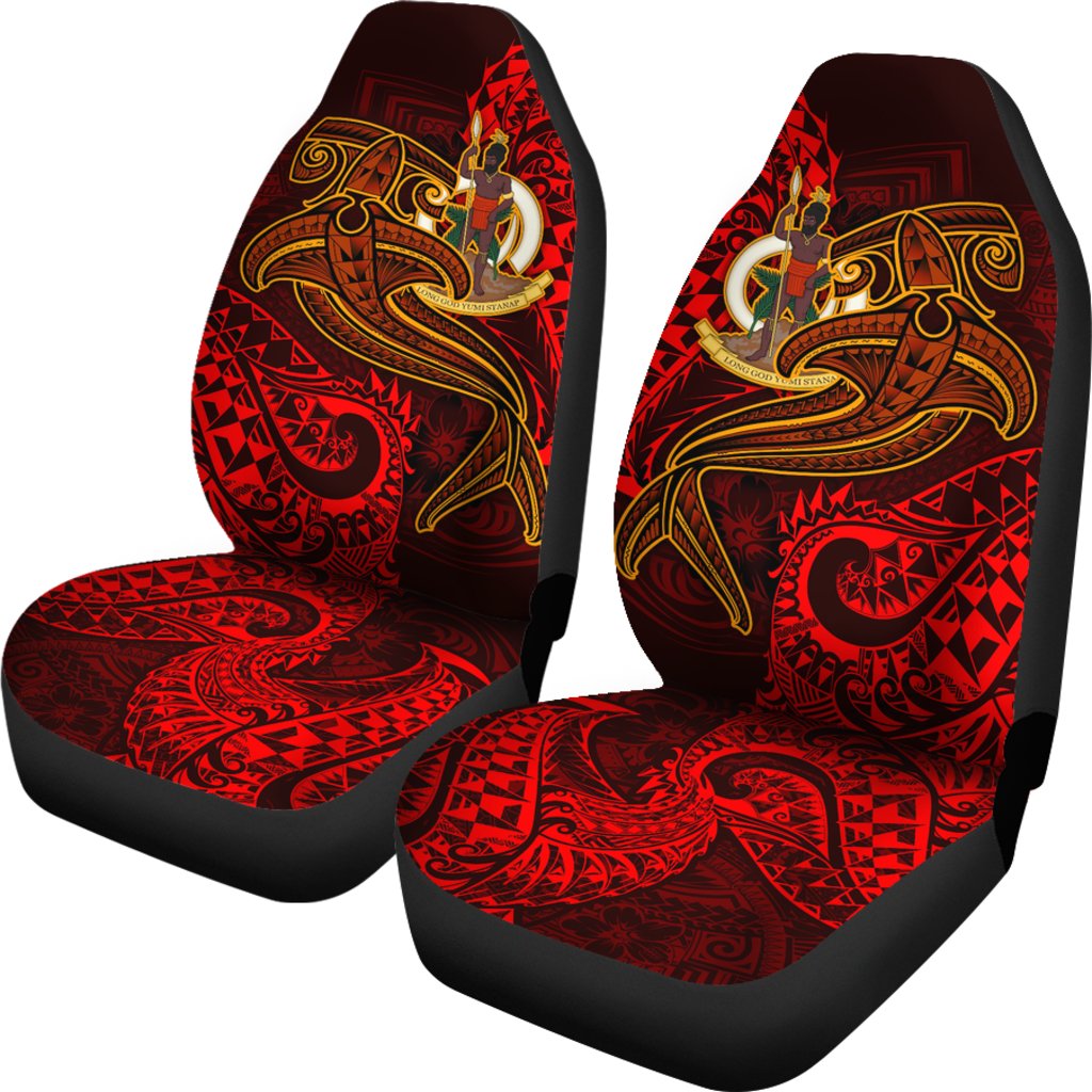 Vanuatu Polynesian Car Seat Covers - Red Shark Polynesian Tattoo - Polynesian Pride