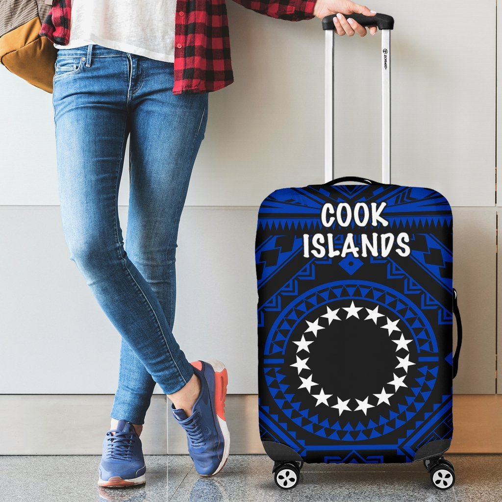Cook Island Luggage Covers - Seal With Polynesian Tattoo Style ( Blue) Blue - Polynesian Pride