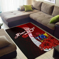 Cook Islands Polynesian Custom Personalised Area Rug - Coat Of Arm With Hibiscus - Polynesian Pride
