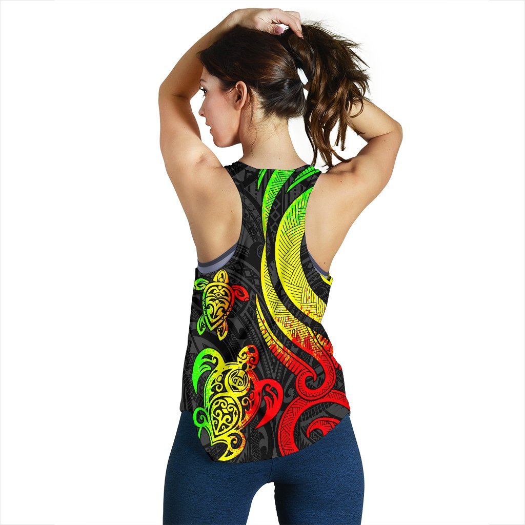 Cook Islands Women's Racerback Tank - Reggae Tentacle Turtle - Polynesian Pride