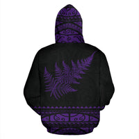New Zealand Aotearoa Hoodie, Maori Silver Fern Zip up Medal Version Hoodie - Polynesian Pride
