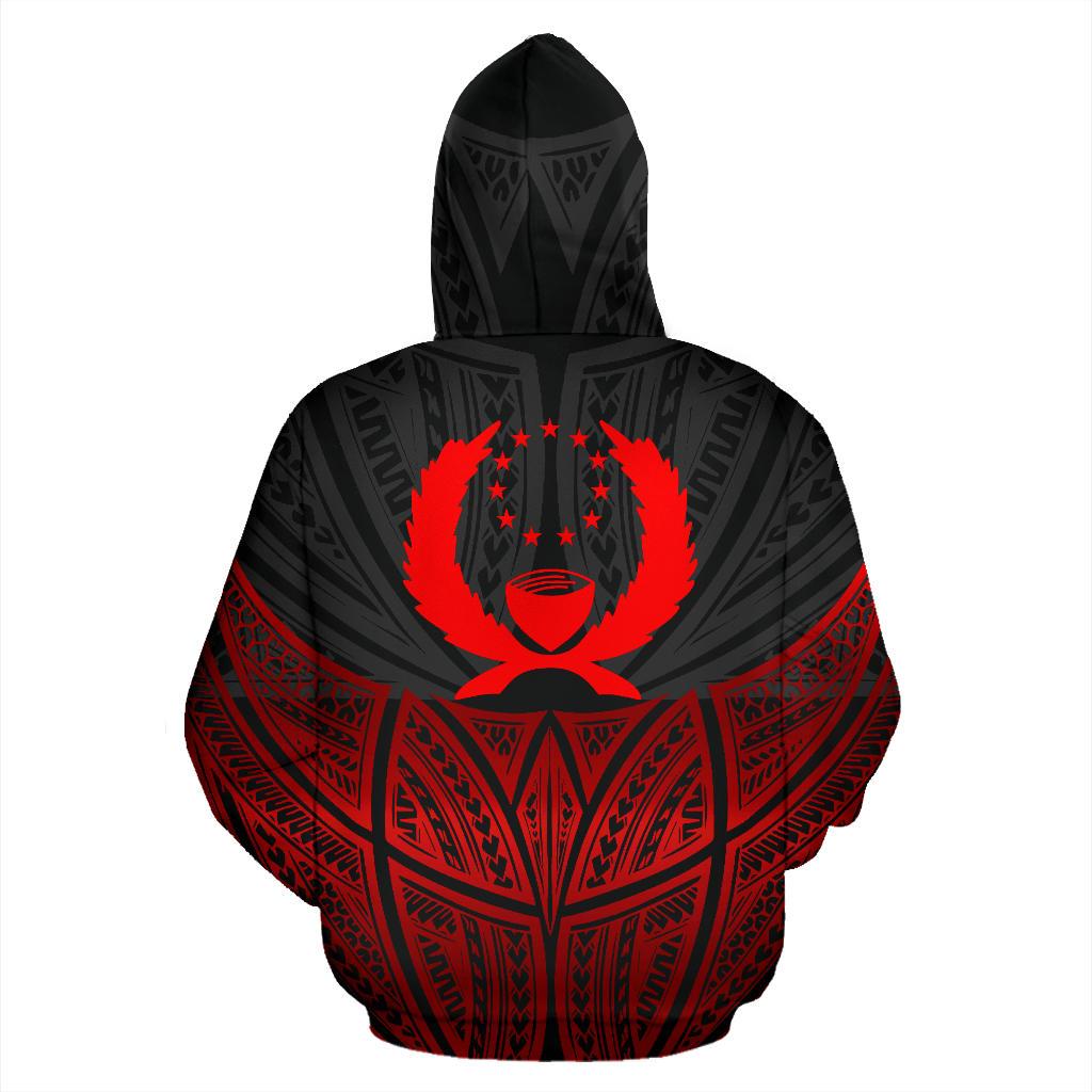 Pohnpei Polynesian Custom Hoodie Red Black Pride Map nd Seal - Polynesian Pride
