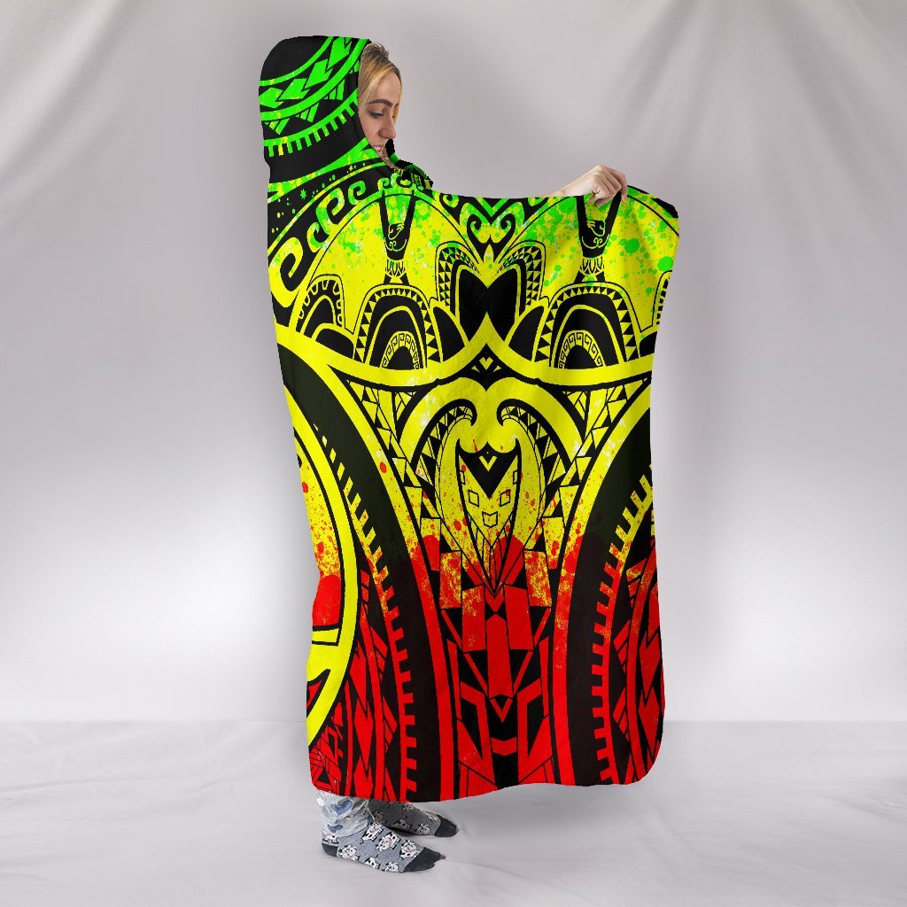 Polynesian Hooded Blankets - Guam Flag, Seal with Maui Moana Tattoo - Polynesian Pride