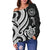 Tahiti Polynesian Women Of Shoulder Sweater - White Tentacle Turtle - Polynesian Pride