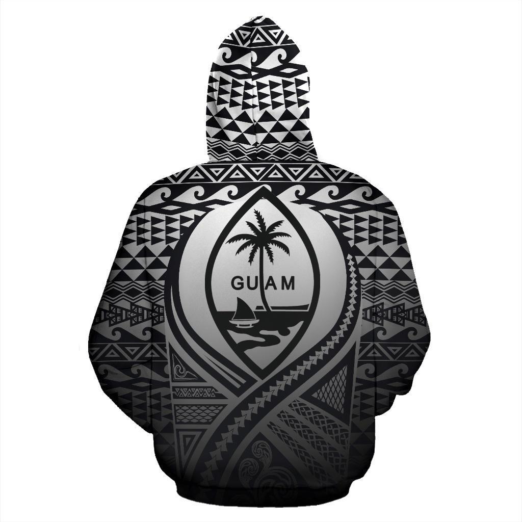 Guam All Over Zip up Hoodie Lift up Black - Polynesian Pride