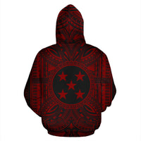 Gambier Islands ll Over Hoodie Gambier Islands Coat of rms Polynesian Red Black - Polynesian Pride