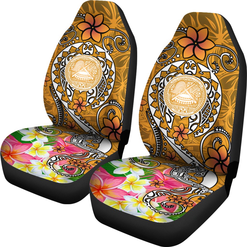American Samoa Polynesian Car Seat Covers - Turtle Plumeria (Gold) - Polynesian Pride