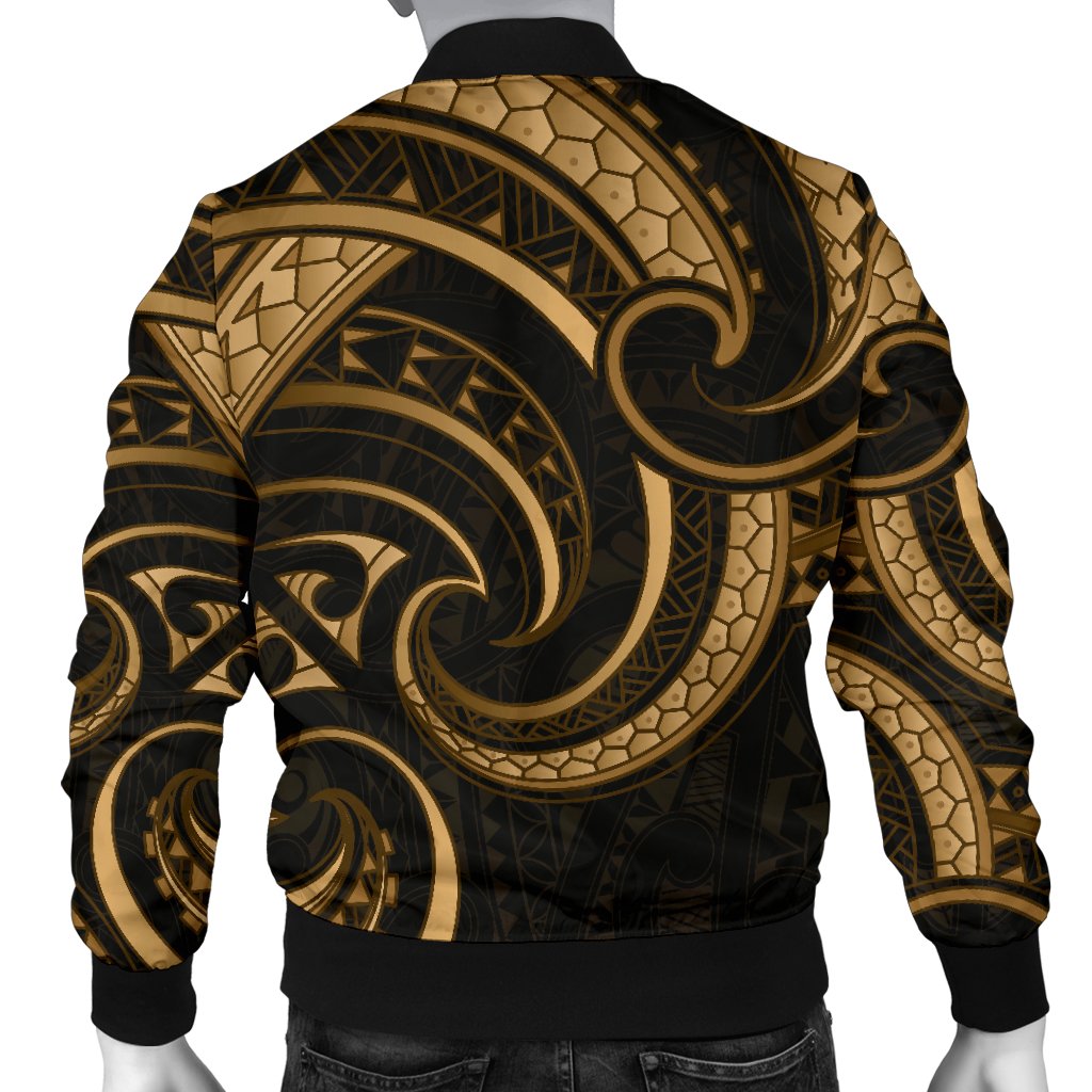 New Zealand Maori Mangopare Men Bomber Jacket Polynesian - Gold - Polynesian Pride