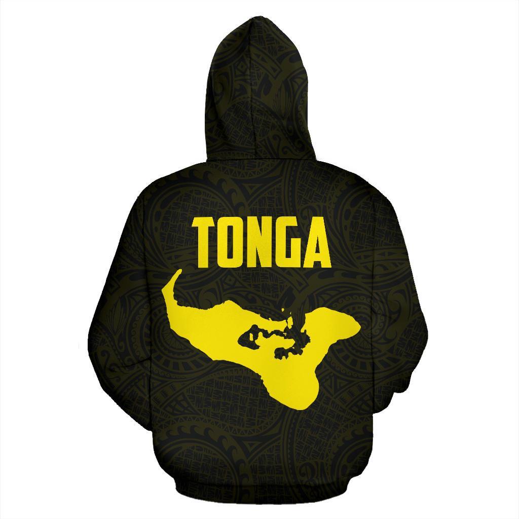 Tonga Polynesian Hoodie Tonga Coat of Arms In Turtle Map - Polynesian Pride