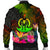 Vanuatu Polynesian Men's Bomber Jacket - Hibiscus and Banana Leaves - Polynesian Pride