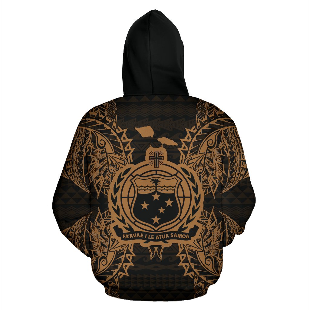 Samoa Polynesian ll Over Hoodie Map Gold - Polynesian Pride