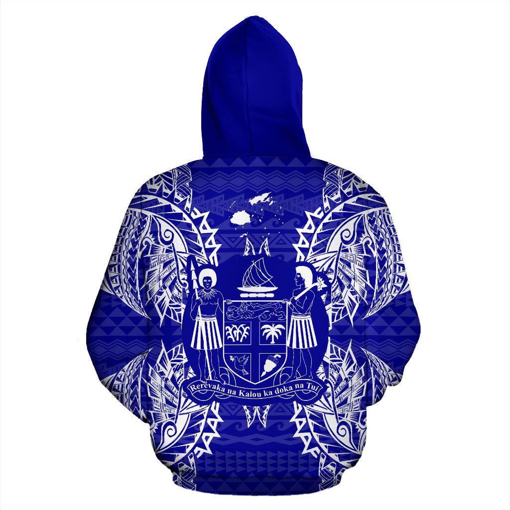 Fiji Polynesian ll Over Hoodie Map Blue - Polynesian Pride