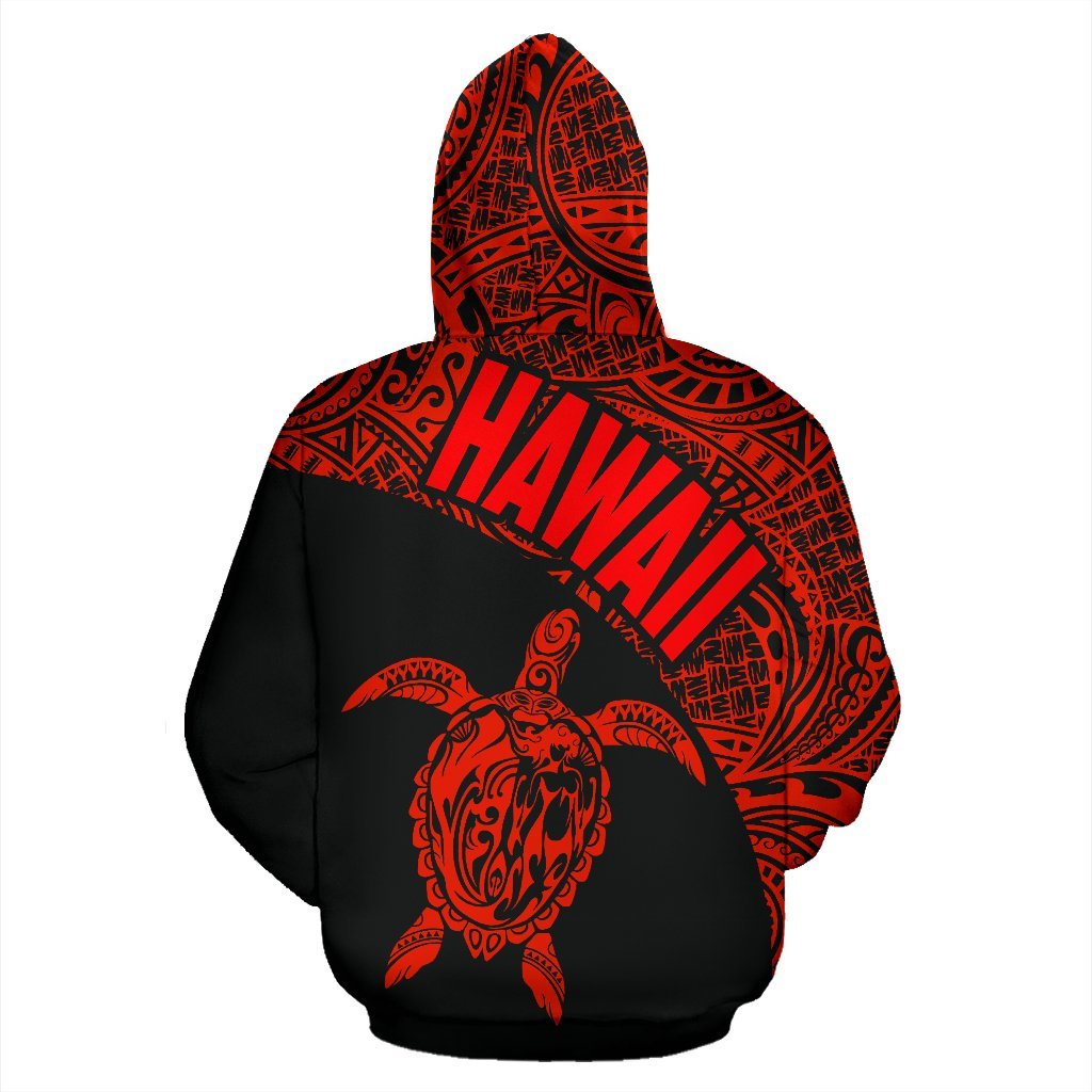 Hawaii Zip up Hoodie Hawaii Turtle Mermaid Polynesian Tattoo Red Version - Polynesian Pride