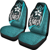 Kosrae Micronesian Car Seat Covers Turquoise - Turtle With Hook - Polynesian Pride