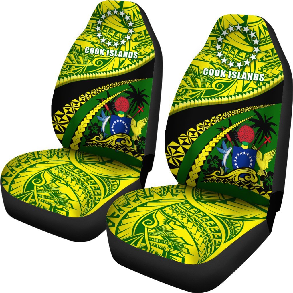 Cook Islands Car Seat Covers Polynesian Tattoo Universal Fit Yellow - Polynesian Pride