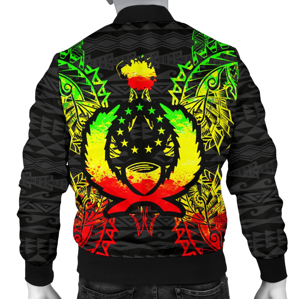 Pohnpei Polynesian Men's Bomber Jacket Map Reggae - Polynesian Pride