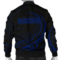 Hawaii Turtle Map Polynesian Men's Bomber Jacket - Blue - Frida Style - Polynesian Pride