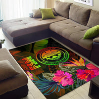Federated States of Micronesia Polynesian Area Rug - Hibiscus and Banana Leaves - Polynesian Pride