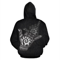 Hawaii All Over Hoodie Polynesian Shaka Hawaii Map Black - Polynesian Pride