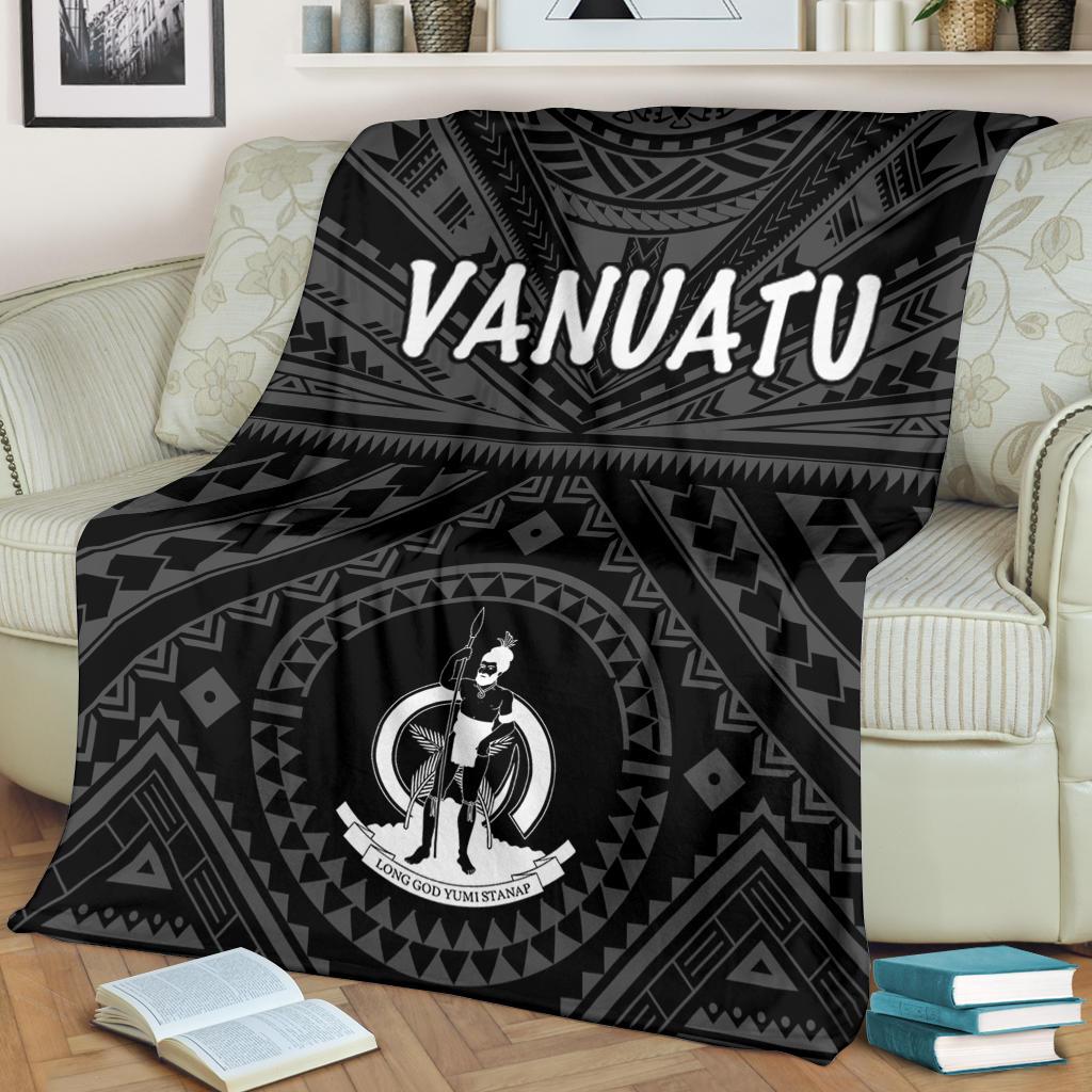 Vanuatu Premium Blanket - Vanuatu Seal With Polynesian Tattoo Style One Style White - Polynesian Pride