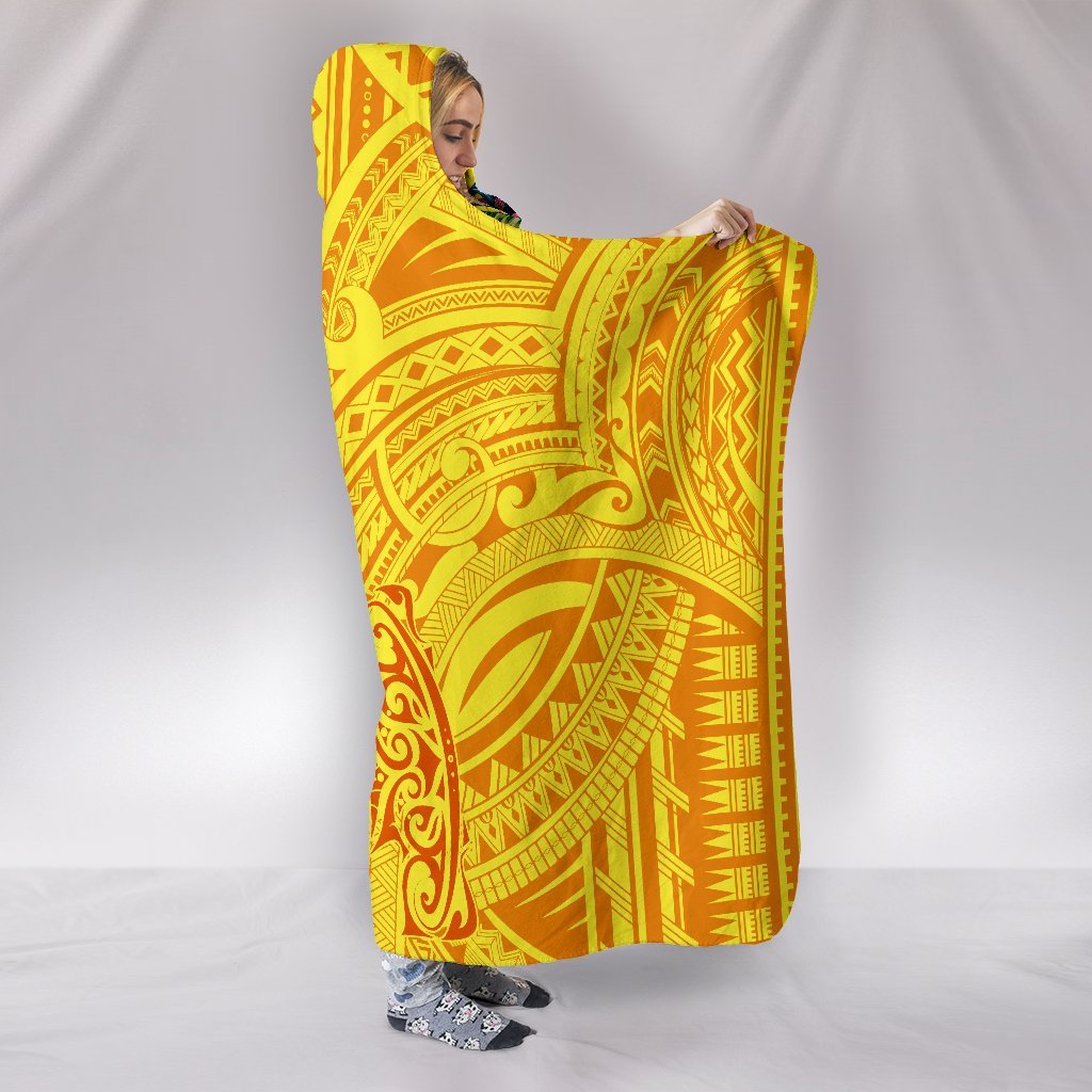 Polynesian Hooded Blankets - Vanuatu Symbols With Hibiscus - Polynesian Pride