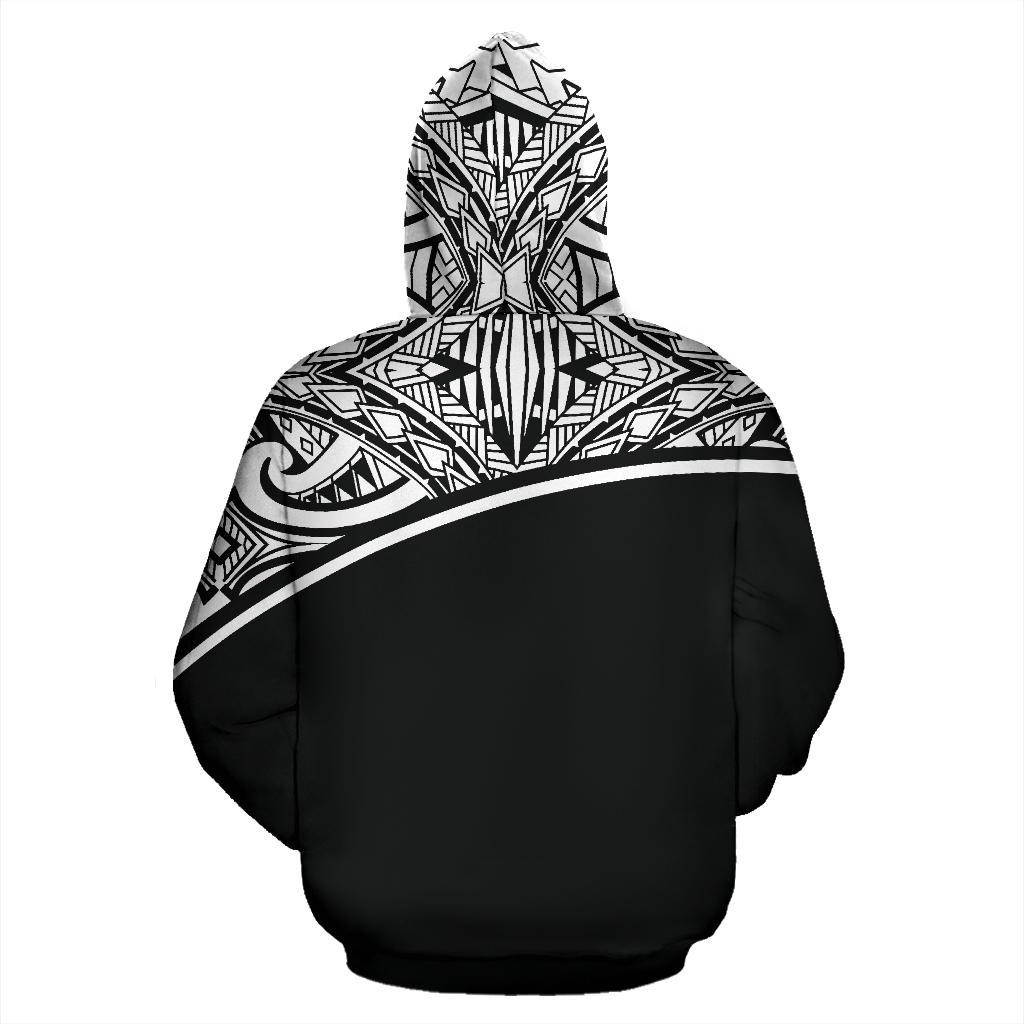 Poly All Over Custom Zip up Hoodie Polynesian Curve Black Style - Polynesian Pride