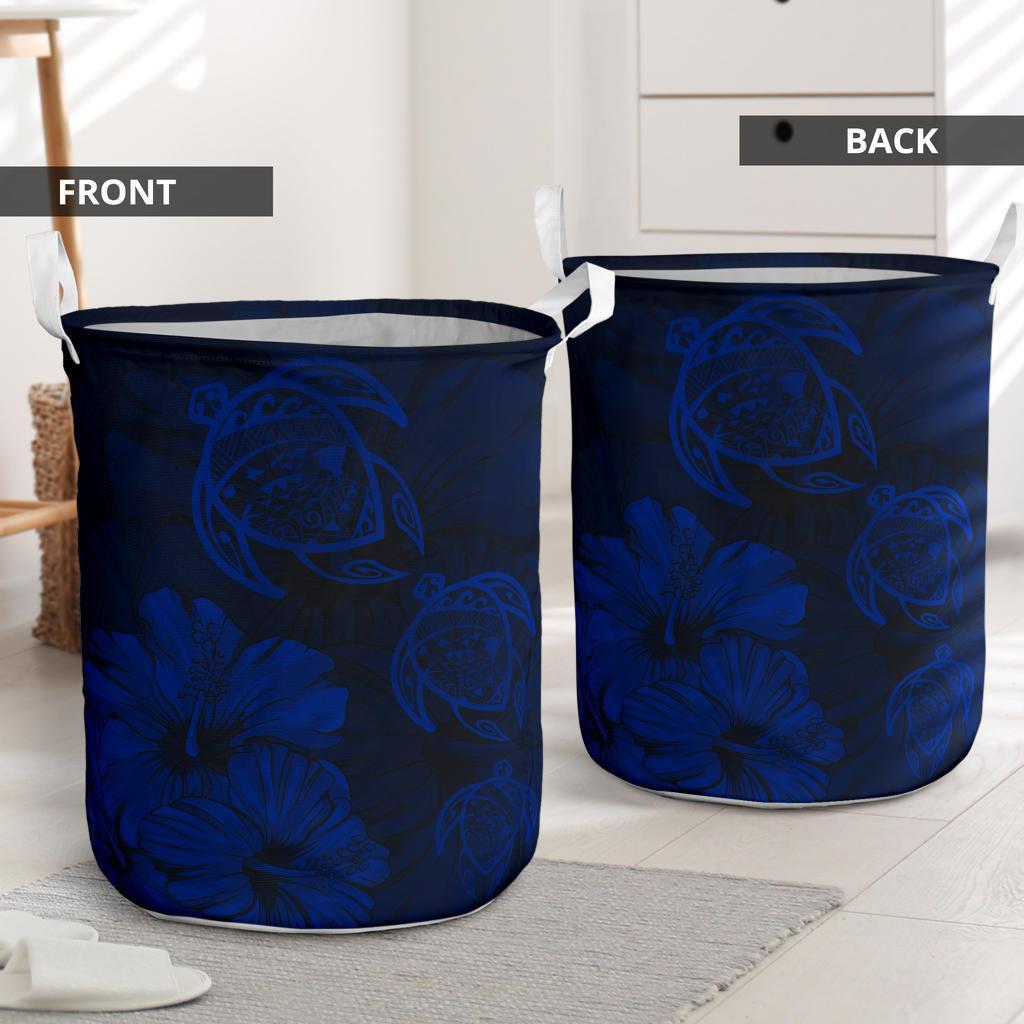 Hibiscus Turtles Hawaii Laundry Basket Blue AH - Polynesian Pride