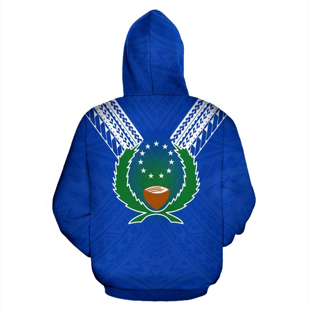 Pohnpei All Over Zip up Hoodie Blue Sailor Style - Polynesian Pride