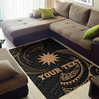Nauru Polynesian Custom Personalised Area Rug - Gold Tribal Wave - Polynesian Pride