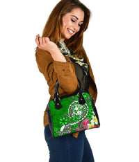 Tonga Shoulder Handbag - Turtle Plumeria (Green) - Polynesian Pride