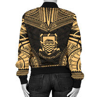Tuvalu Polynesian Chief Women'S Bomber Jacket - Gold Version - Polynesian Pride