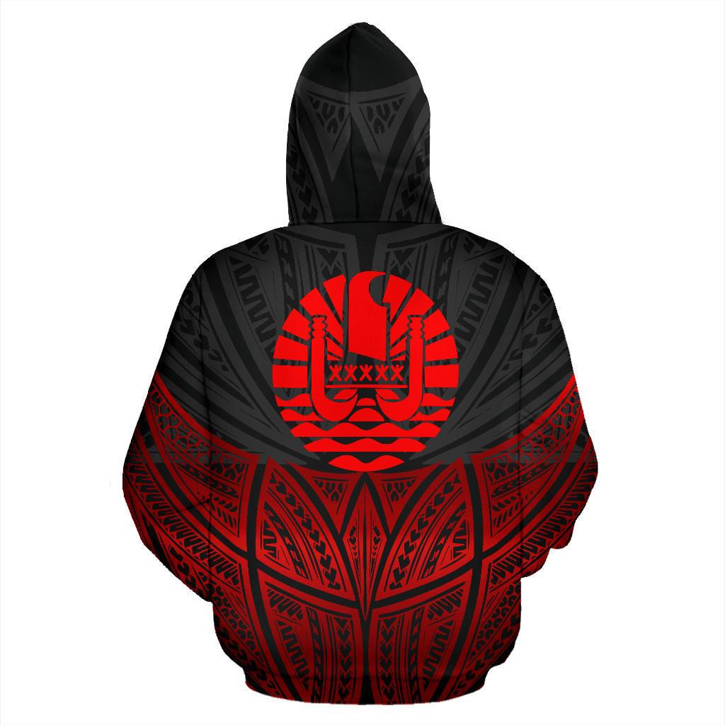 Tahiti Polynesian Hoodie Red Black Pride Map nd Seal - Polynesian Pride