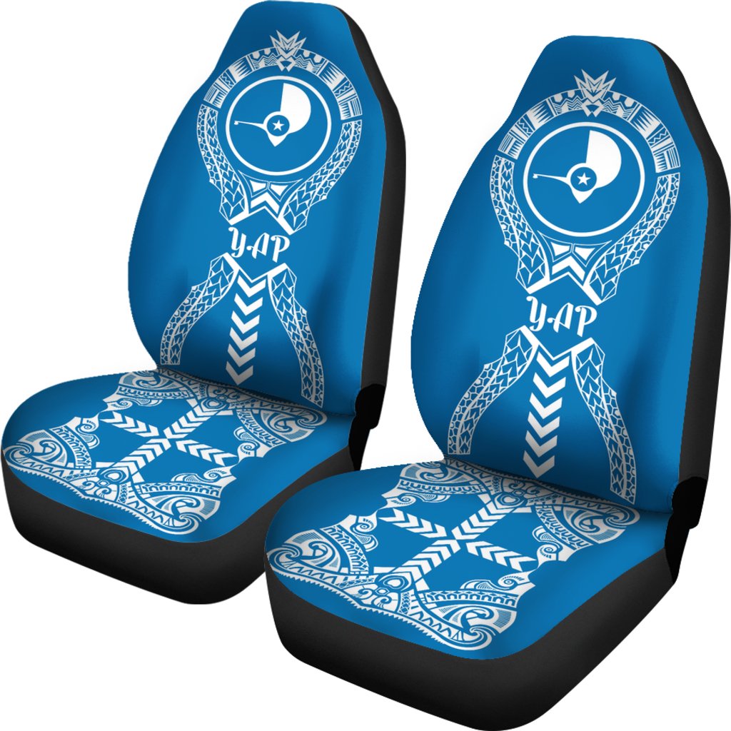 Yap Car Seat Covers - Yap Flag Micronesian Tribal Blue - Polynesian Pride