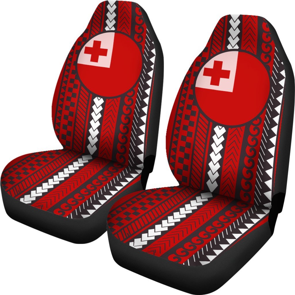 Tonga Polynesian Car Seat Cover - Tonga Flag - A2 Universal Fit Black - Polynesian Pride