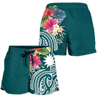 Nauru Polynesian Women's Shorts - Summer Plumeria (Turquoise) - Polynesian Pride