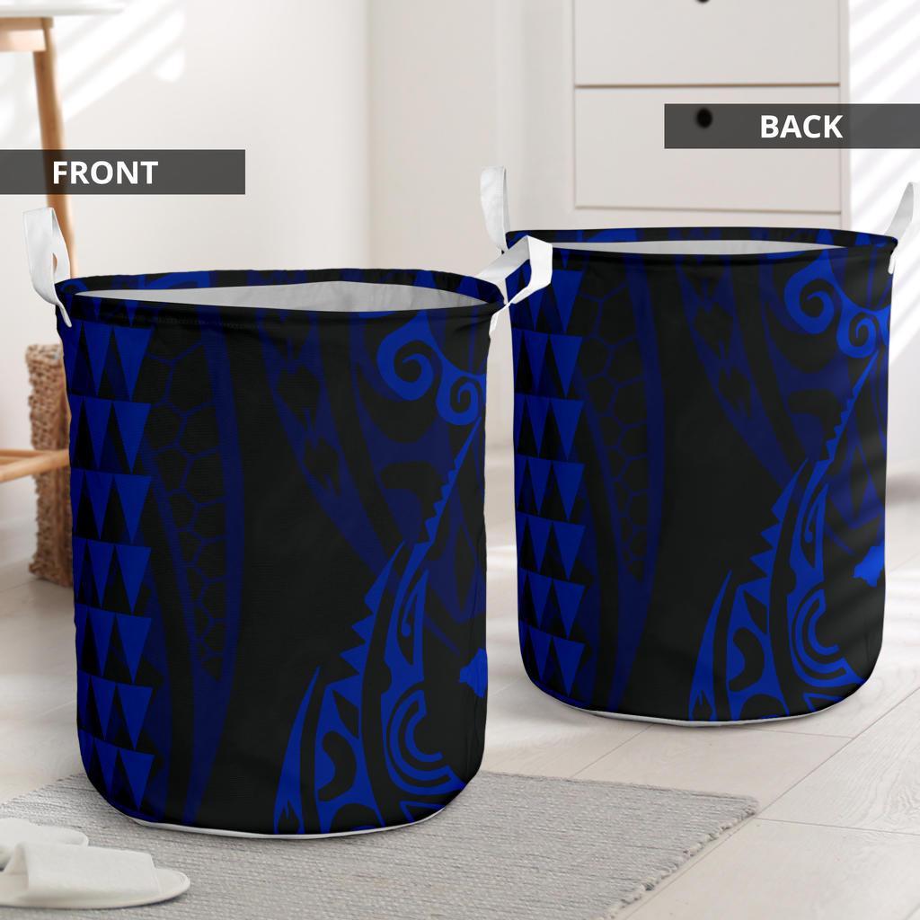 Hawaii Kakau Blue Polynesian Laundry Basket AH - Polynesian Pride