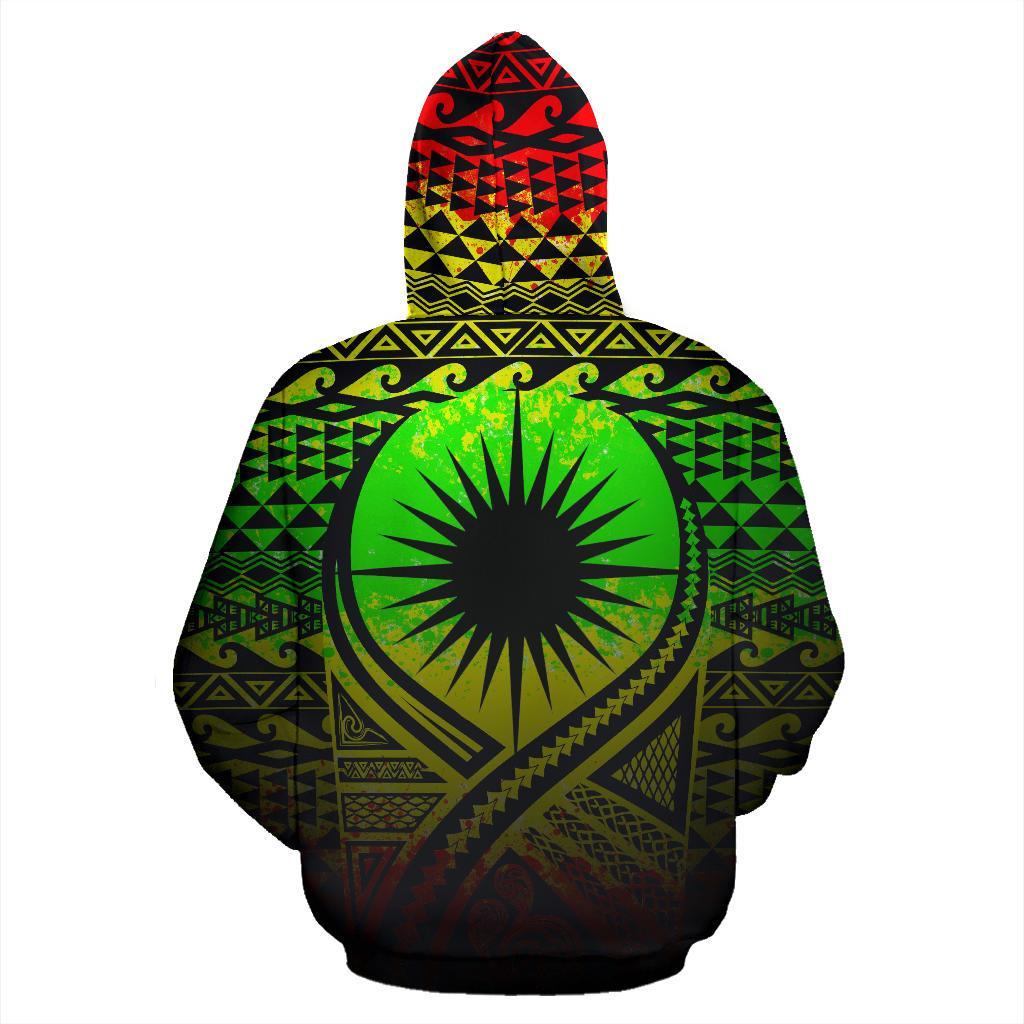 Marshall Islands All Over Zip up Hoodie Lift up Reggae - Polynesian Pride