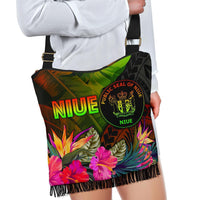 Niue Polynesian Crossbody Boho Handbag - Hibiscus and Banana Leaves - Polynesian Pride