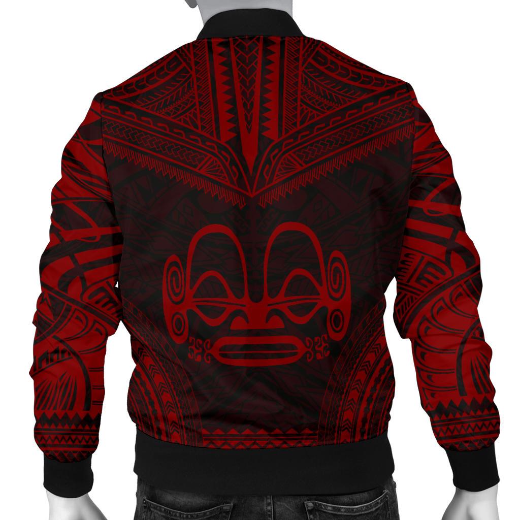 Marquesas Islands Polynesian Chief Men's Bomber Jacket - Red Version - Polynesian Pride