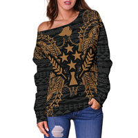 Kosrae Polynesian Shoulder Sweater Map Gold - Polynesian Pride