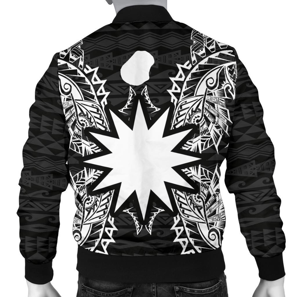 Nauru Polynesian Men's Bomber Jacket Map Black - Polynesian Pride