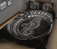Polynesian Quilt Bed Set - Polynesian White Seahorse Tattoo - Polynesian Pride