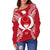 Pohnpei Polynesian Shoulder Sweater Map Red White - Polynesian Pride