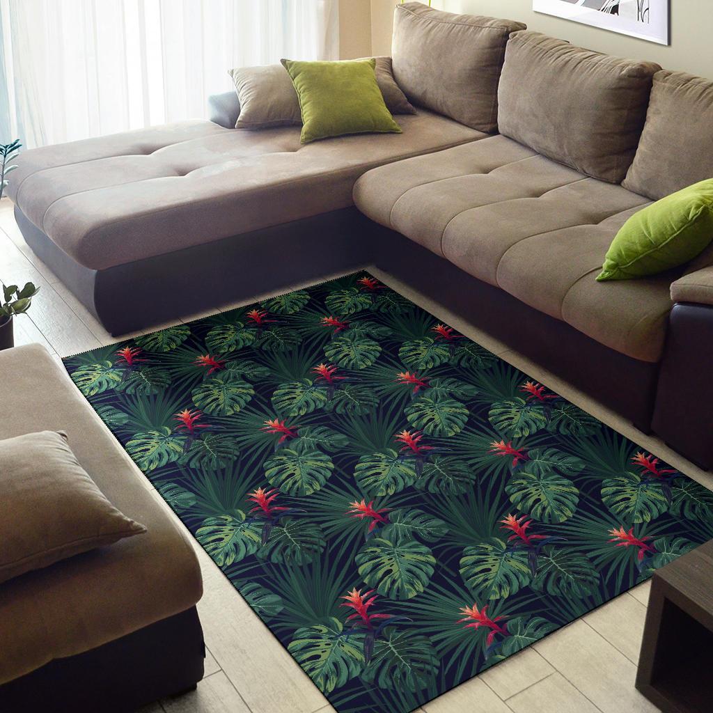 Tropical Monstera Leaf Green Rug - Polynesian Pride