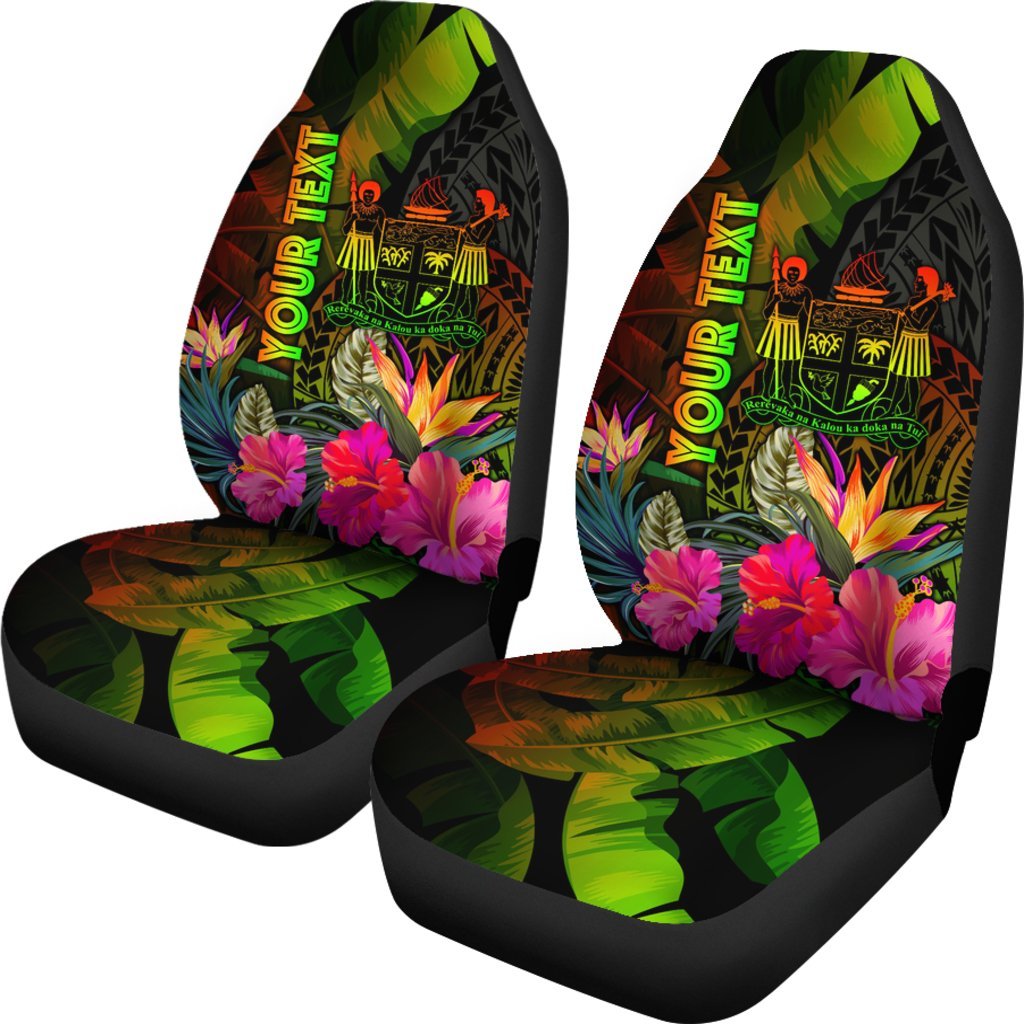 Fiji Polynesian Personalised Car Seat Covers - Hibiscus and Banana Leaves - Polynesian Pride