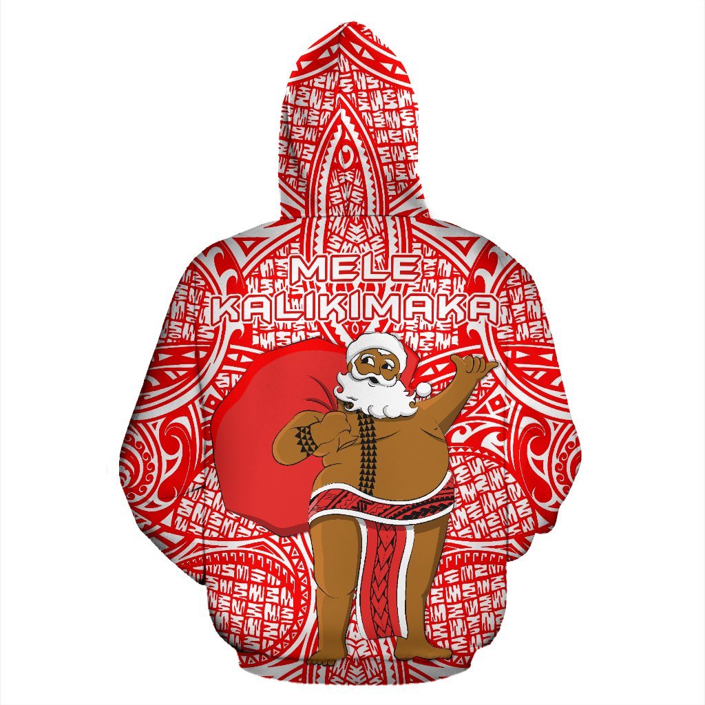 Polynesian Kakau Santa Mele Kalikimaka Hawaii Hoodie Red - Polynesian Pride