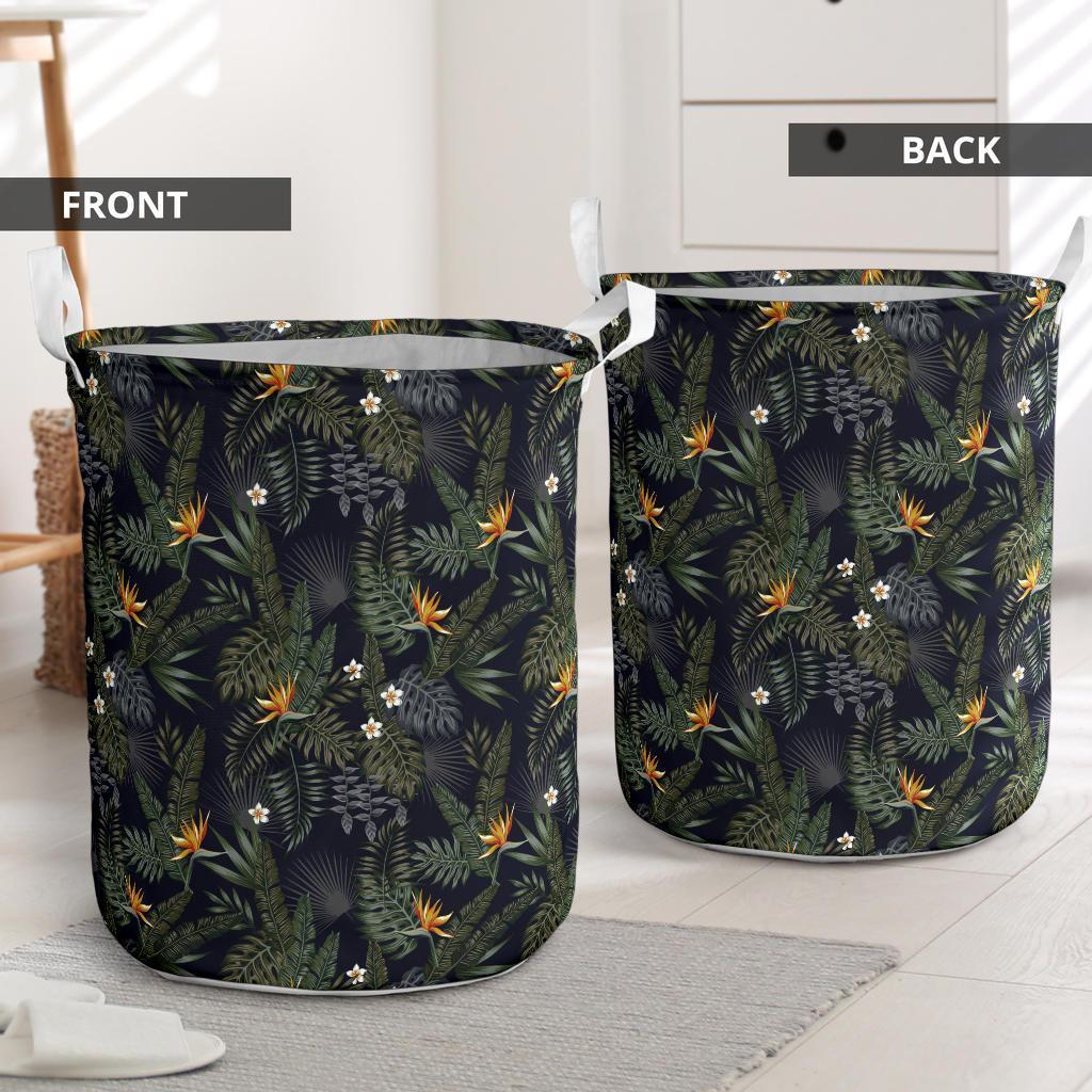 Tropical Leaves And Flowers In The Night Style Hawaii Laundry Basket - Polynesian Pride