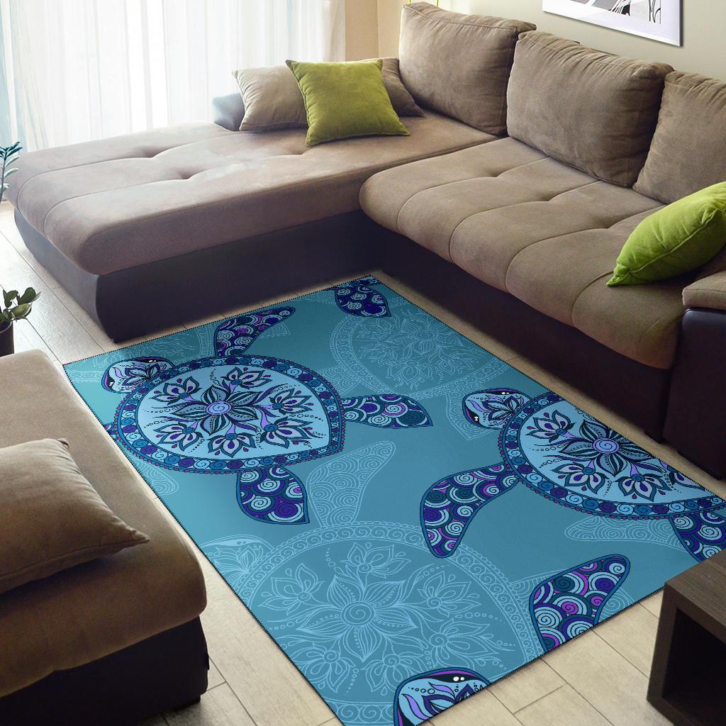 Blue Hawaii Turtle Area Rug - Polynesian Pride