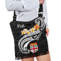 Fiji Boho Handbag - Fiji Seal Polynesian Patterns Plumeria (Black) - Polynesian Pride