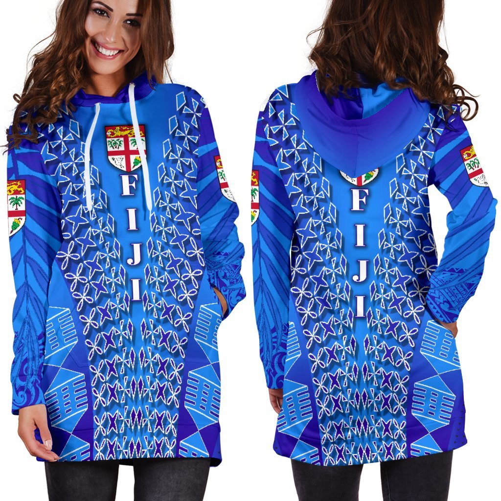 Fiji Drua Women Hoodie Dress Tapa - Polynesian Pride